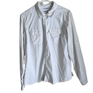 Columbia White Women’s Omni-Shade Button-Up Size XL Shirt GUC